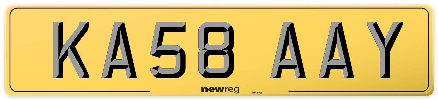 KA58 AAY Rear Number Plate