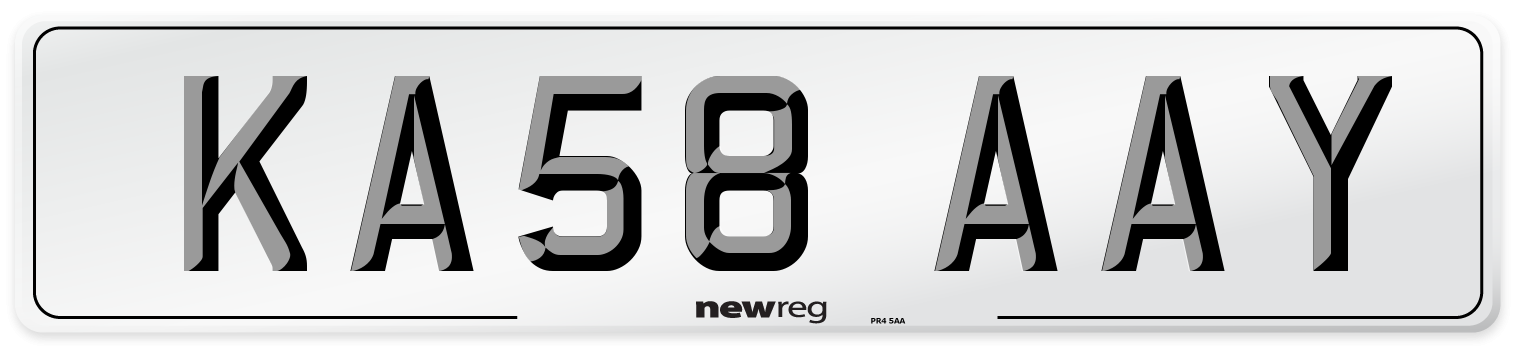 KA58 AAY Front Number Plate