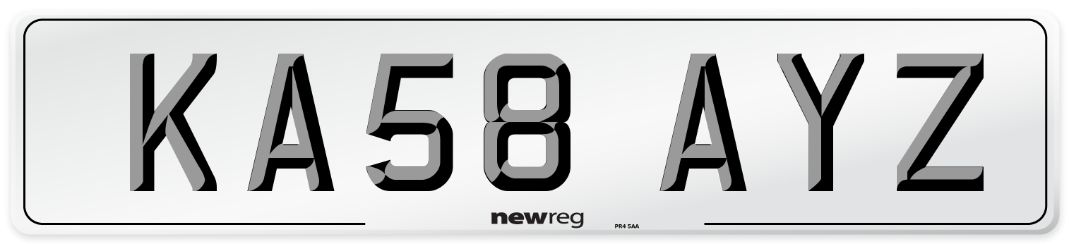 KA58 AYZ Front Number Plate