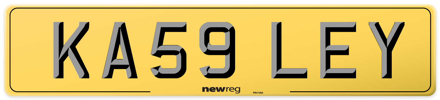 KA59 LEY Rear Number Plate