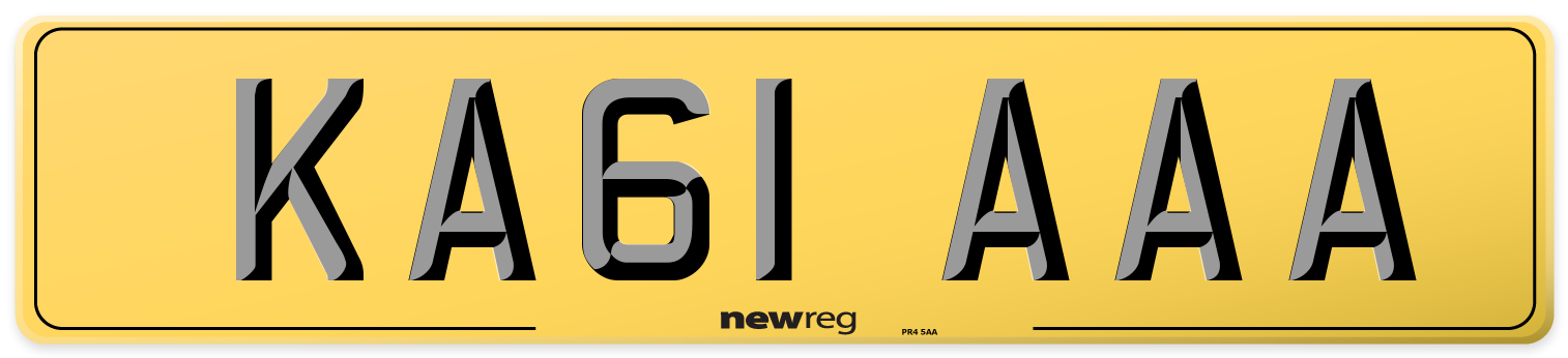 KA61 AAA Rear Number Plate