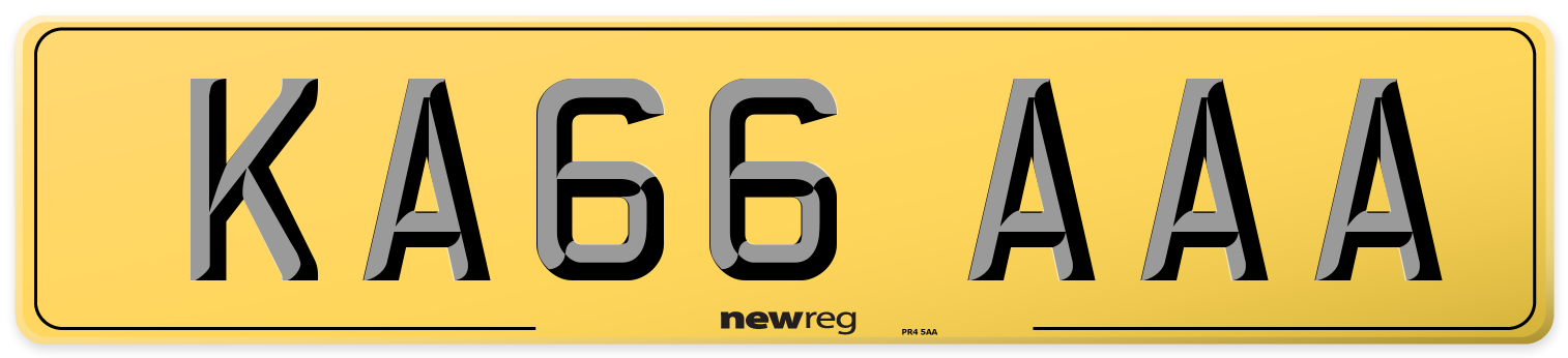KA66 AAA Rear Number Plate