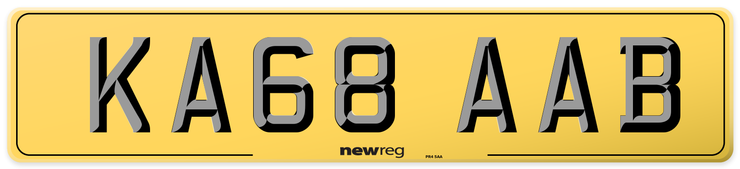 KA68 AAB Rear Number Plate