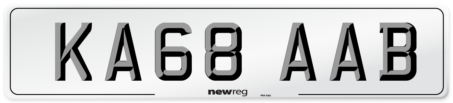 KA68 AAB Front Number Plate