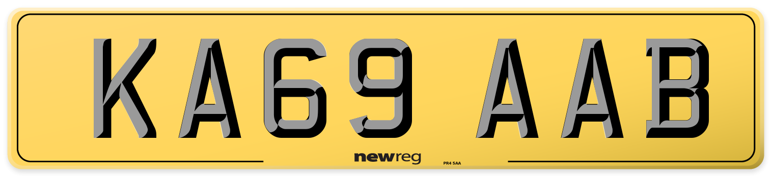 KA69 AAB Rear Number Plate