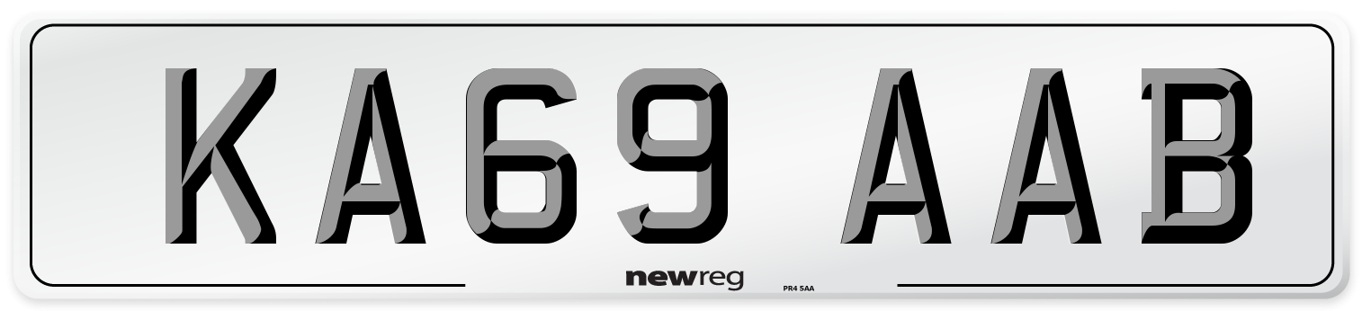 KA69 AAB Front Number Plate