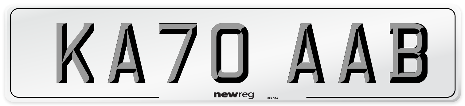 KA70 AAB Front Number Plate
