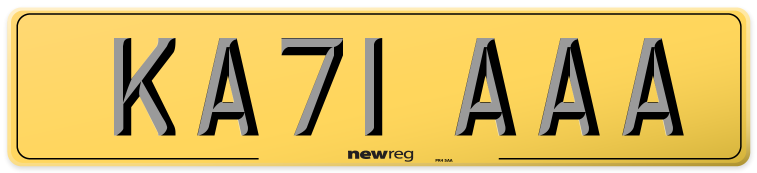 KA71 AAA Rear Number Plate