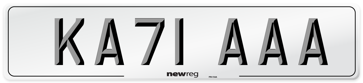 KA71 AAA Front Number Plate