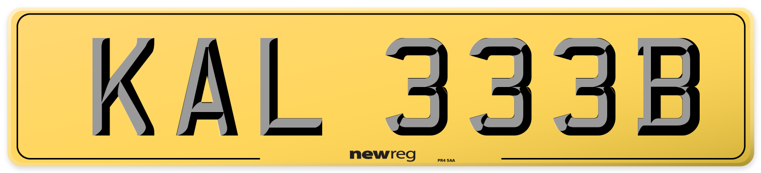 KAL 333B Rear Number Plate