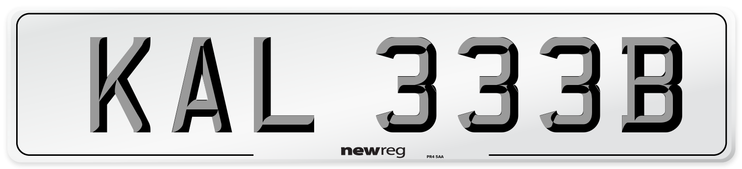KAL 333B Front Number Plate