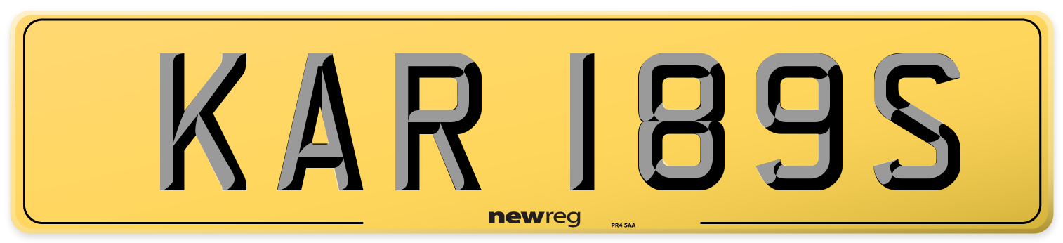 KAR 189S Rear Number Plate