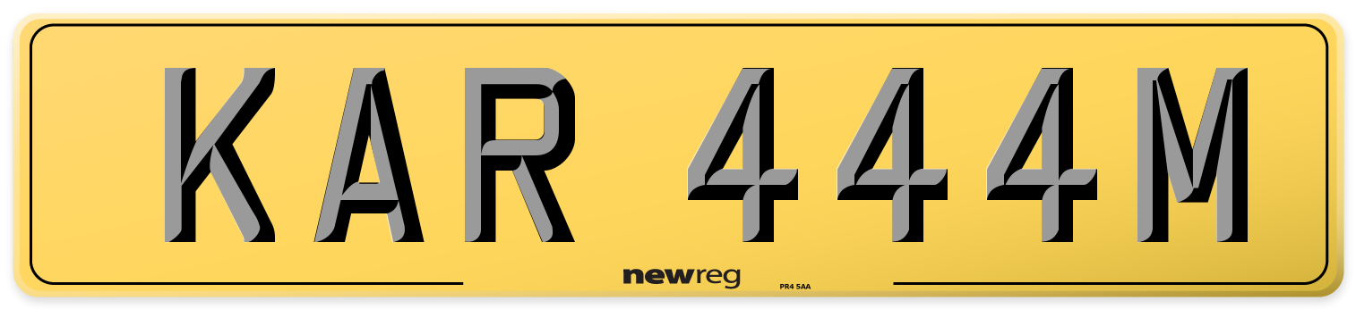 KAR 444M Rear Number Plate