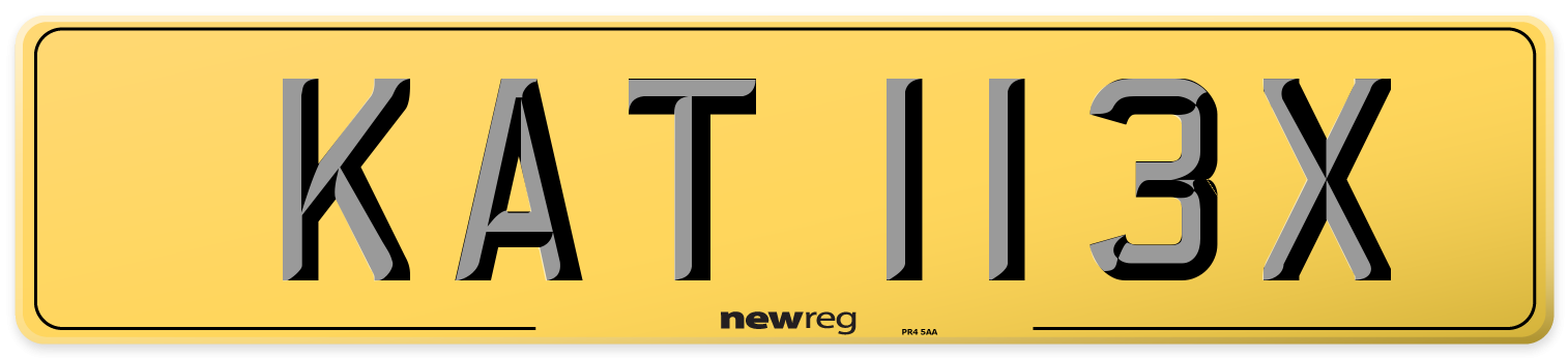 KAT 113X Rear Number Plate