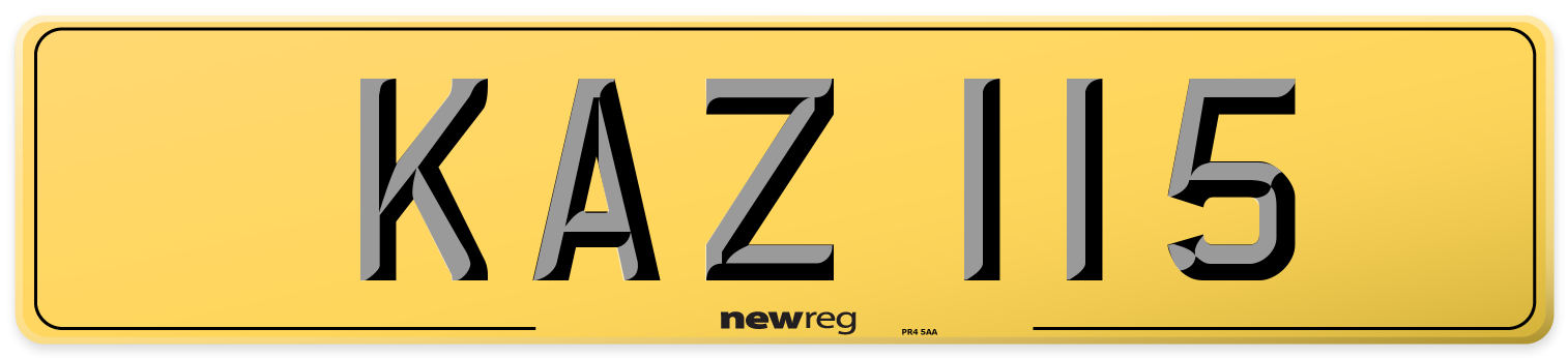 KAZ 115 Rear Number Plate