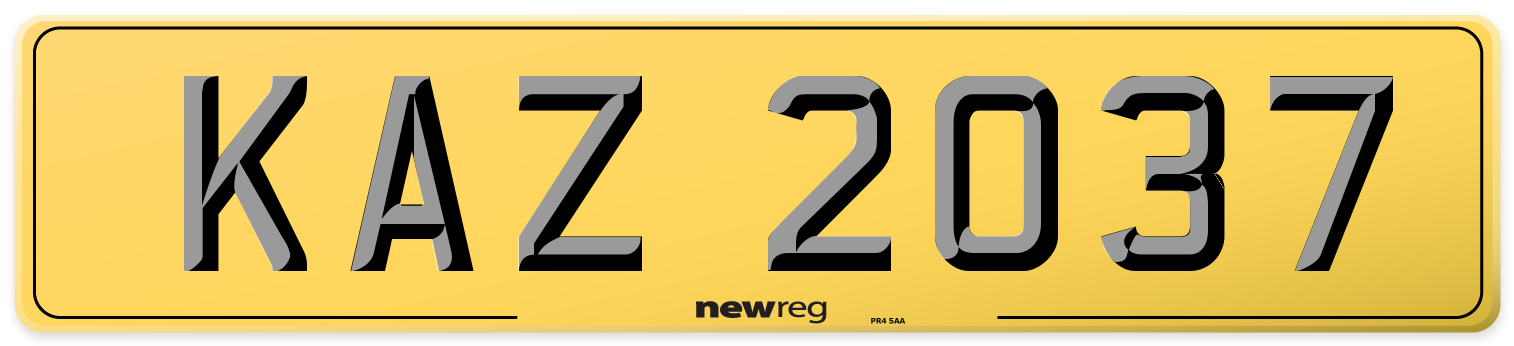 KAZ 2037 Rear Number Plate