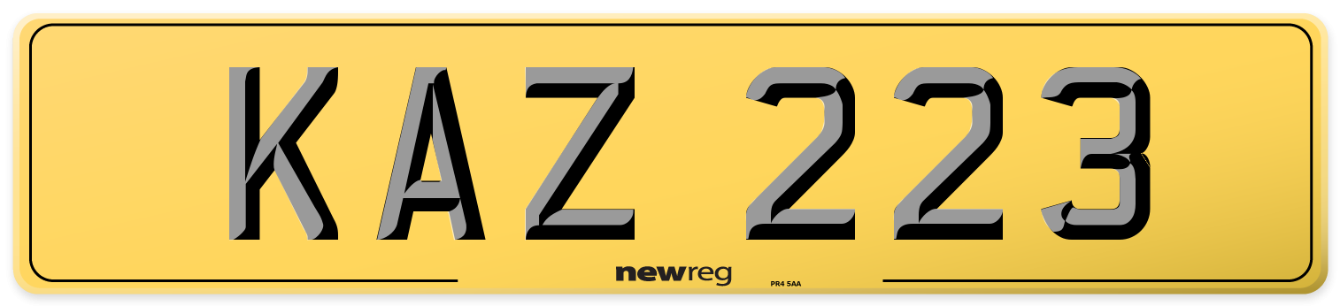 KAZ 223 Rear Number Plate