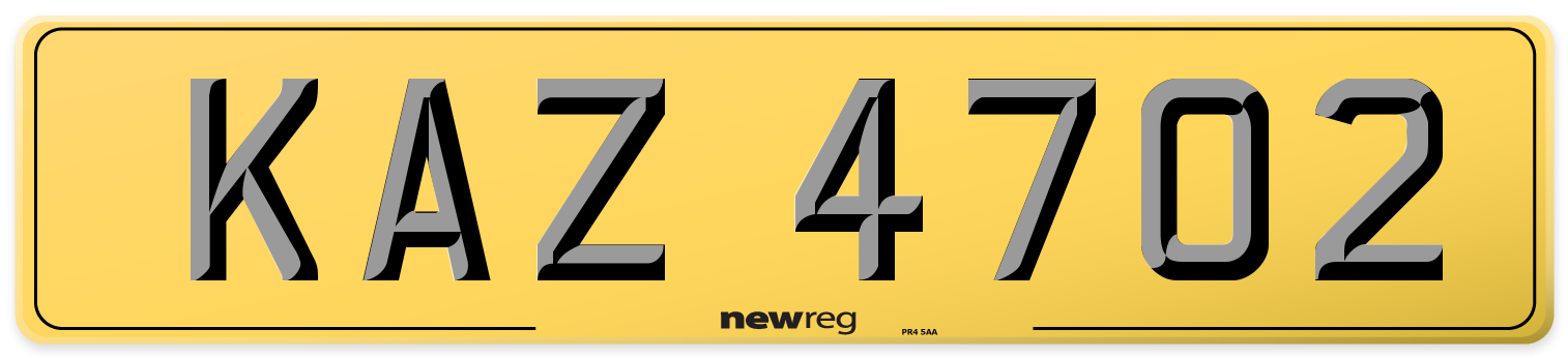 KAZ 4702 Rear Number Plate