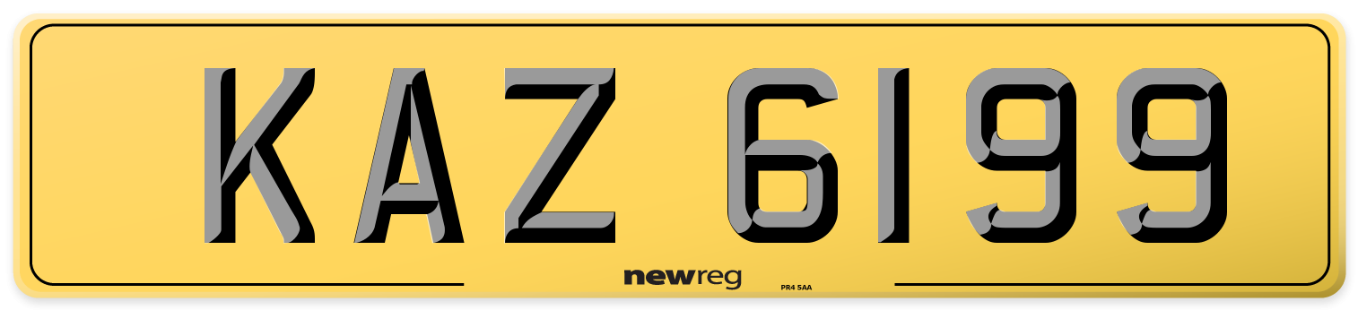 KAZ 6199 Rear Number Plate