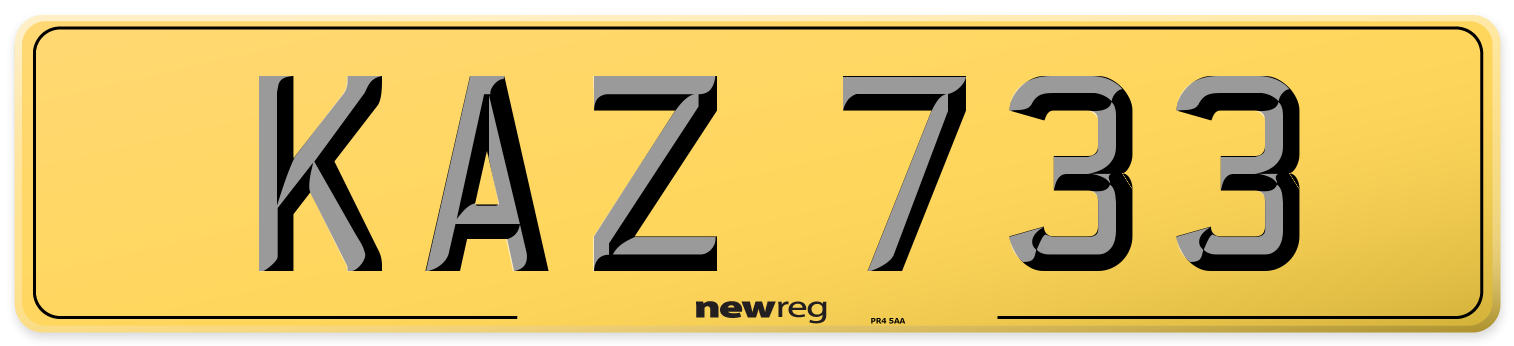 KAZ 733 Rear Number Plate