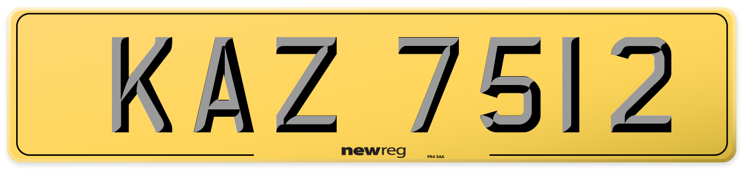 KAZ 7512 Rear Number Plate