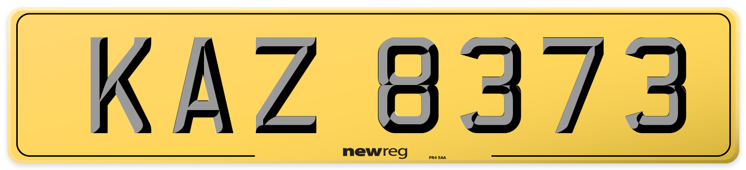 KAZ 8373 Rear Number Plate