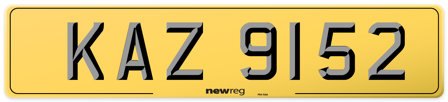KAZ 9152 Rear Number Plate