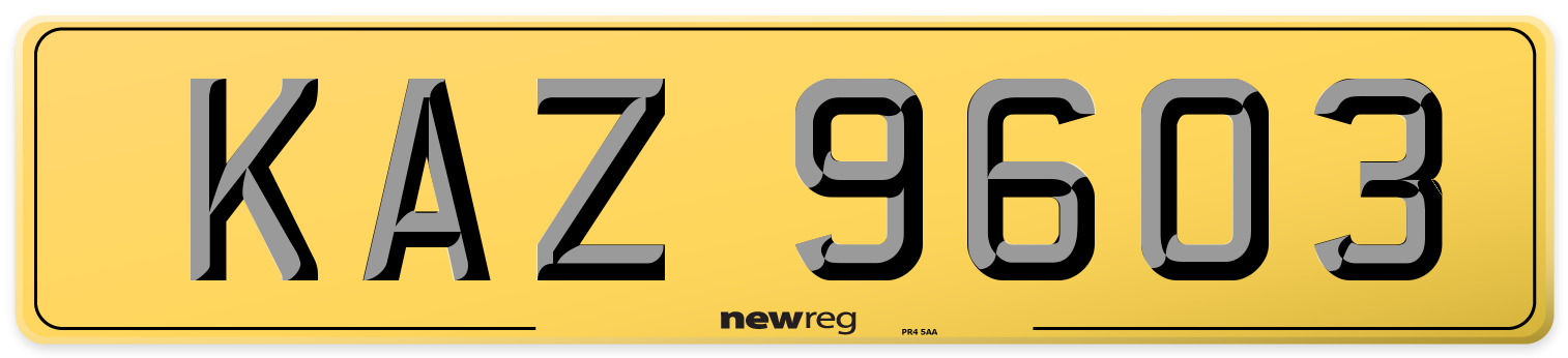 KAZ 9603 Rear Number Plate