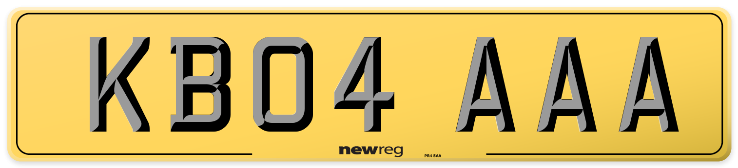 KB04 AAA Rear Number Plate