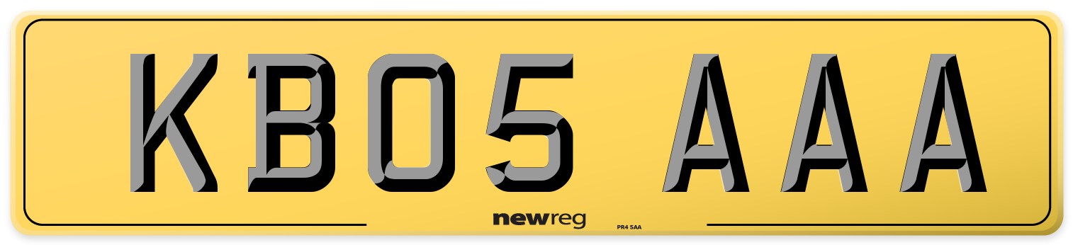 KB05 AAA Rear Number Plate