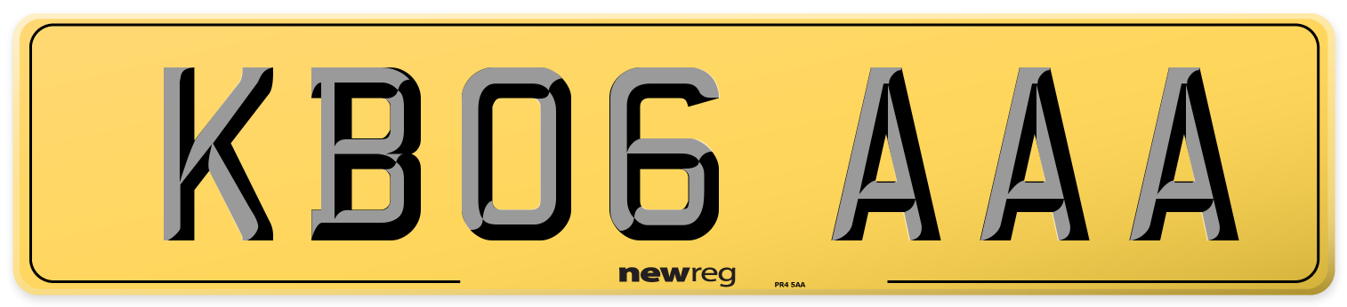 KB06 AAA Rear Number Plate