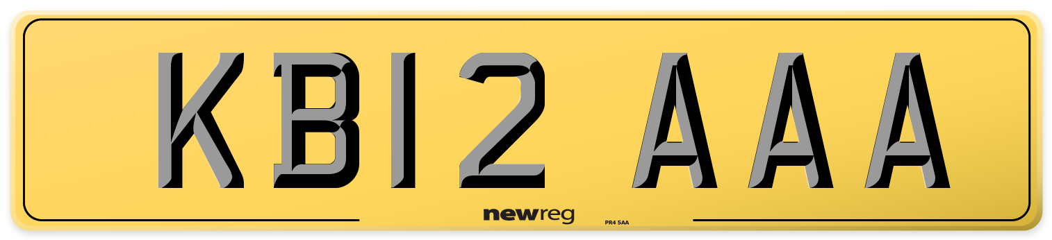 KB12 AAA Rear Number Plate