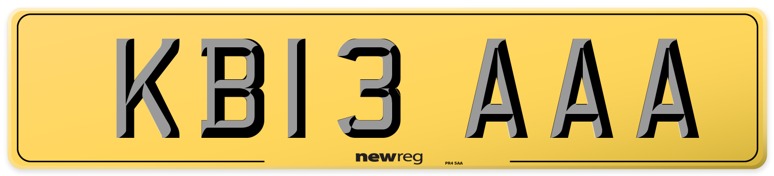 KB13 AAA Rear Number Plate