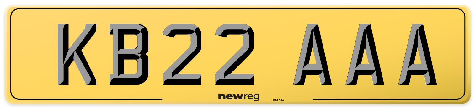 KB22 AAA Rear Number Plate