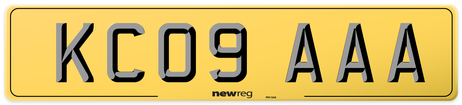 KC09 AAA Rear Number Plate