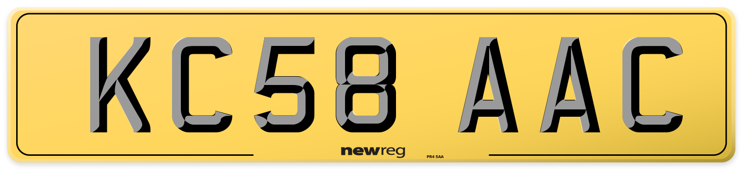 KC58 AAC Rear Number Plate