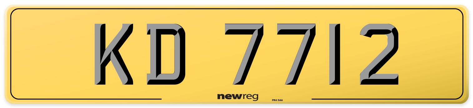 KD 7712 Rear Number Plate