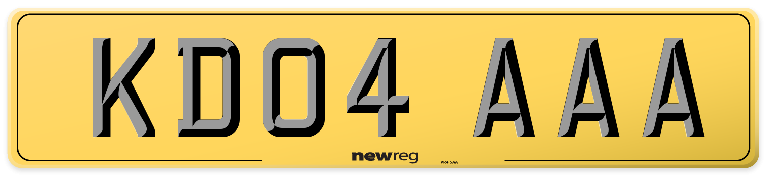 KD04 AAA Rear Number Plate