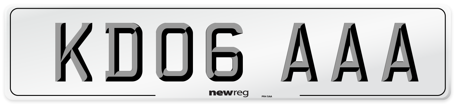 KD06 AAA Front Number Plate