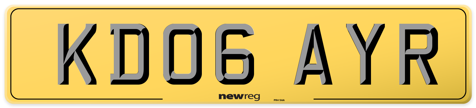 KD06 AYR Rear Number Plate