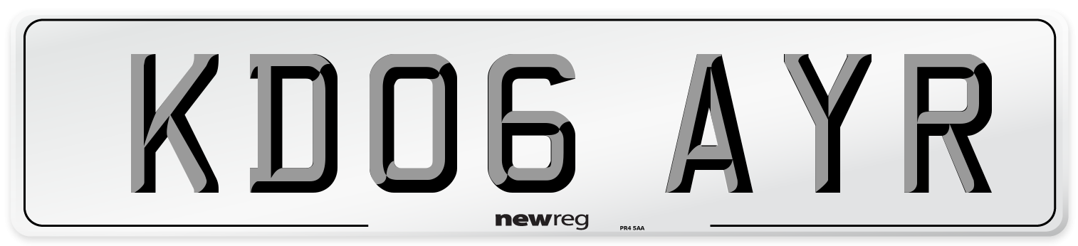 KD06 AYR Front Number Plate