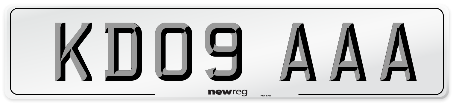 KD09 AAA Front Number Plate
