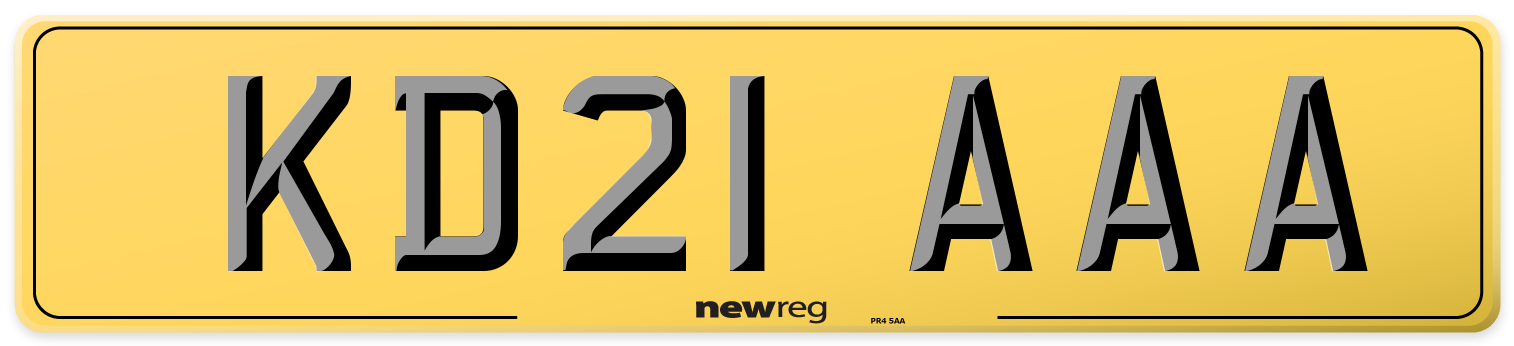 KD21 AAA Rear Number Plate