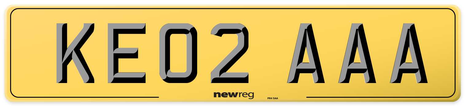 KE02 AAA Rear Number Plate