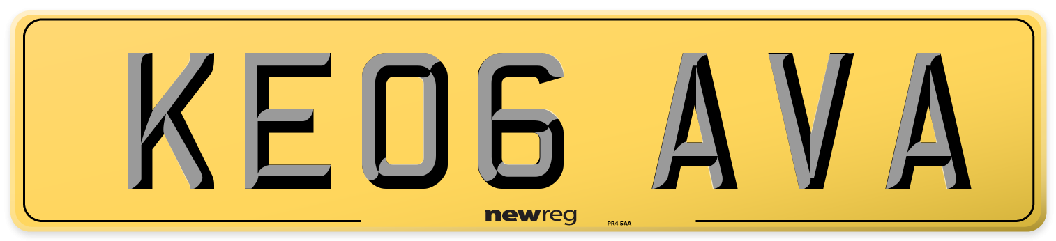 KE06 AVA Rear Number Plate
