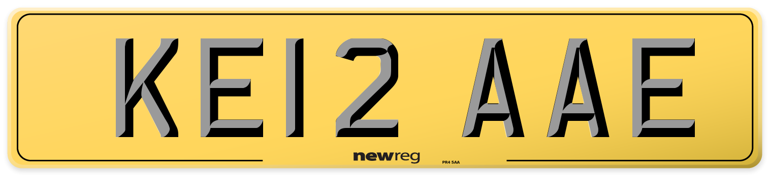 KE12 AAE Rear Number Plate