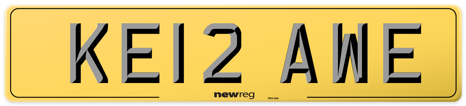 KE12 AWE Rear Number Plate