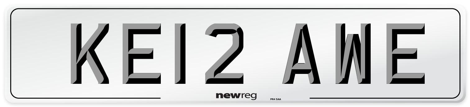KE12 AWE Front Number Plate