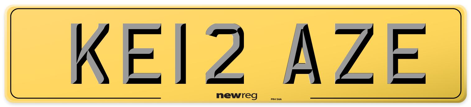 KE12 AZE Rear Number Plate