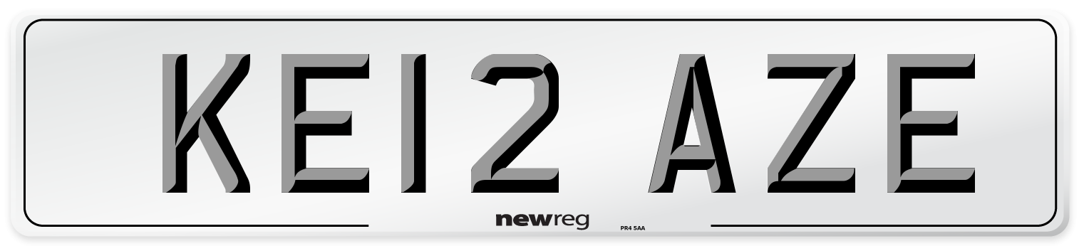 KE12 AZE Front Number Plate